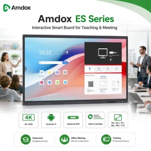 Amdox ES 4K Interactive Whiteboard with Android 14 Wireless Sharing for Education and Business