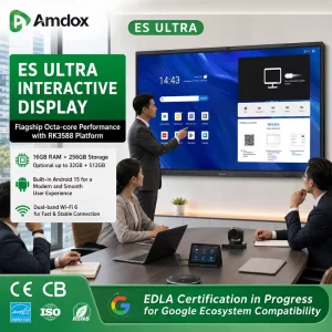 Amdox ES Ultra 65 75 86 98 Inch 4K All in One Digital Interactive Whiteboard Smart LCD Flat Panel Aluminum Alloy Frame 48MP AI