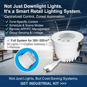 Amelech Auto Dimming Smart LED Lighting Kit with ZigBee 3.0 Motion & Daylight Sensor for 80% Energy Saving Supermarkets