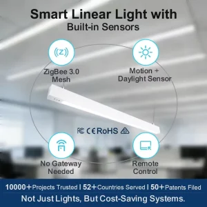 Amelech Smart PIR & Constant Daylight Sensors Led Linear Lighting System with ZigBee 3.0 3M Detection 0 100% Dimming for Office