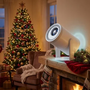 Android 14 Dual Wi-Fi 6 200 Lumens BT5.0 Mini Smart Projector with Built-In Speakers for Home Theater & Outdoor LCD Lamp