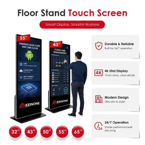 Android Quad Core 32 43 50 55 65 Inch LCD Floor Standing Digital Signage Advertising Display Kiosk WiFi CMS Cloud