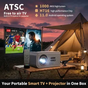 Android TV Portable Ceiling Projector HD 1080P Proyector 4K 1000ANSI WiFi Smart Digital TV Official signal Projector ATSC