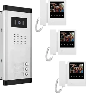 Anjielo 4 Wired Video Door Phone with IR Night Vision 2 Way Audio IP65 Waterproof 3 inch LCD for Home Security