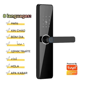 Anti Peep Code Intelligent Aluminum Lock Black Smart Lock with Fingerprint for Hotel Smart Lock with Wifi
