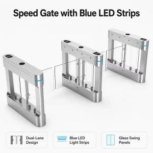 Anti Theft RFID Swing Gate | Reinforced Stainless Steel | for Bank Branch Entrance | Access Control Ready