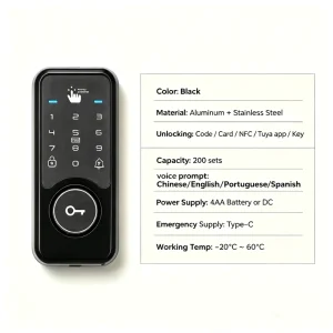 Apartment Home Smart Door Lock Biometric Fingerprint Keyless WiFi App Remote Unlock Password Card Security Electronic Lock