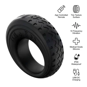 App Controlled Vibrating Penis Ring Bluetooth Smart Silicone Ribbed Delay Ring for Men Stamina Performance Training