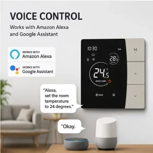 App Controlled Voice NTC Smart Thermostat Electric/Gas Options for Hotel Household Climate Management Heat Control
