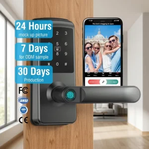 App Network Smart Locks Electric Digital Door Lock Deadbolt Handle Lever for Wooden Door Fingerprint Card Password Access