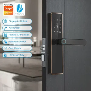 App Smart Locks Fingerprint Digital Password Aviation Aluminum Alloy Wood Metal/Steel Doors Via WiFi Cloud 2-Year