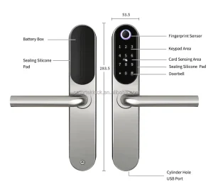 App+password+ Fingerprint+ Card+ Key Smart Digital Fingerprint & 304# Stainless Steel Panel/handle Smart Lock