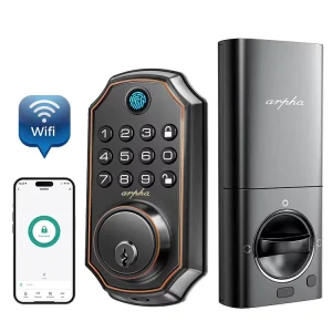 Arpha D280W Compatible Alexa Google Assistant Digital Lock Door WiFi Aluminum Wood Steel Doors Tuya APP Deadbolt Smart Locks