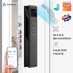 Aurelysse High Security 3D Face Recognition Smart Door Lock Palm Vein Video Intercom WiFi OEM ODM Residential Apartment