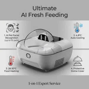 Automatic AI Facial Recognition Smart Pet Feeder Plastic Refrigerated Wet Food Dispenser with 5G WiFi & 1080P Camera