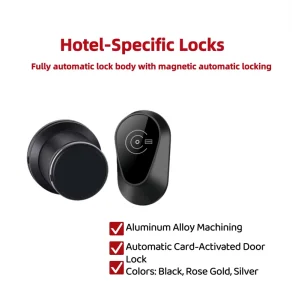 Automatic Hotel Smart Lock M1 Encrypted Card Key CNC Aluminum Body Auto-Latch Deadbolt Durable 3cm Sensing Easy Installation