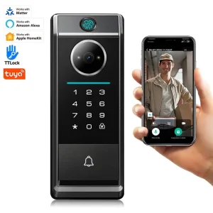 Automatic Smart Deadbolt Lock with Camera Fingerprint Digital Smart Home Lock with Doorbell