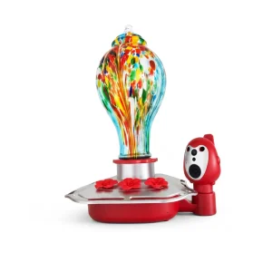 Automatic Solar Battery Powered Eco Friendly Garden Hummingbird Feeder Hand Blown Glass Bird Feeders S Hooks Brush Hemp Cats