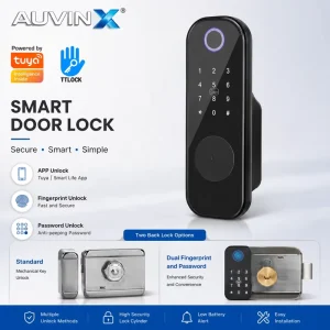 Auvinx Cerradura Inteligente Tuya TTLock BT Fingerprint Smart Rim Digital Lock Waterproof Dustproof for Saudi Arabia Gate Villa