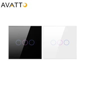 Avatto Tuya ZigBee Wireless Control Remote Smart EU 1 2 3 Gang Glass Touch Lighting Wall Zigbee Smart Switches