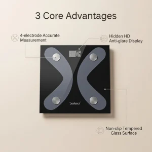 BALACI Black Tempered Glass Blue Tooth Body Fat Scale Hidden Electrode 180kg Home Bathroom Smart Body Fat Scales
