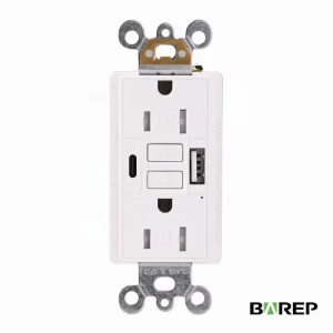 BAREP 15A 125V ETL Self Test GFCI Outlet USB A and C 4.8A TR Tamper Resistant Receptacle with LED Indicator