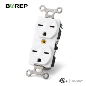 BAREP NEMA 6-15R Duplex Receptacle CULus Listed 15A 250V Heavy-Duty Brass Contact UL94 V0 PC for Industrial Workshop Lab