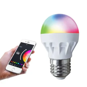 BLE Beacon and Infrared Remote Control for Smart Living Applications, 1.5W G45 RGB LED Light Bulb
