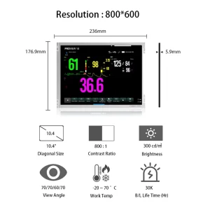 BOE 10.4” 800×600 TFT LCD Modules Screen Panel BA104S01 100 LVDS 20 Pins Vital Sign ECG Display 10.4 Inch LCD Display