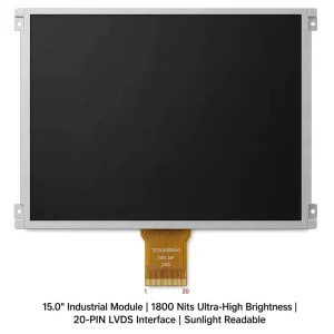 BOE 15.0″ High Brightness LCD Module 1800 Nits Sunlight Readable Display 1024×768 IPS Screen LVDS 20 PIN Embedded Outdoor Kiosk