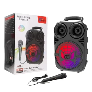BT Speaker Small Family KTV Wireless Home & Outdoor Audio Microphone With RGB LED Lighting