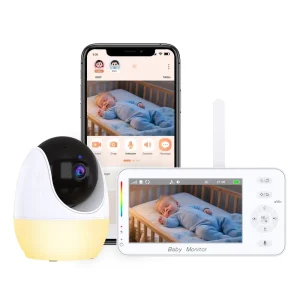 Baby Monitor with App 108P 4.3″ IPS Screen WiFi 2.4GHz FHSS Encrypted Remote View Pan Tilt Night Vision Temperature