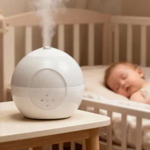 Baby Nursery Humidifier Spherical Smart Ultrasonic Air Humidifiers With White Noise Music Colorful Night Light for Infant Sleep