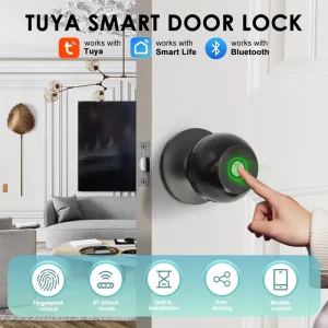 Ball Cylinder Smart Devices Smart Home Security System App Control Fingerprint Lock Cylinder Wood Door Smart Lock