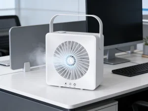 Basic Table Desktop Mini ABS Air Cooling Fan Battery USB Rechargeable Three-Speed Silent Portable Humidification Spray for
