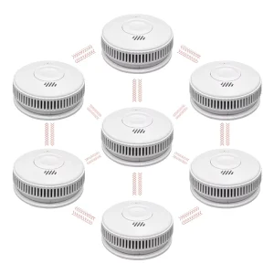 Battery Life Sensor Wireless Smart Smoke Detector Photoelectric Interlinked Smoke Alarm