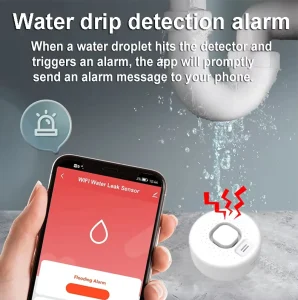 Battery Water Leak Detection Motion Sensor ABS Material 120DB Leakage Alarm Barking Sound Alarm System 1-10m Detection Range