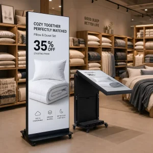 Bedding Shop Digital Signage Display Double Sided Movable Floor standing LED Poster Display for Retail Store Advertising