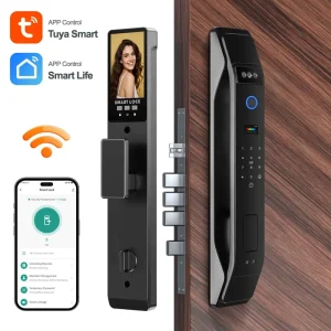 Best Home Security Steel Door Smart Digital Tuya Smart WiFi Fingerprint Door Lock With 3D Face & Intercom & Palm PST K9 TY 3D