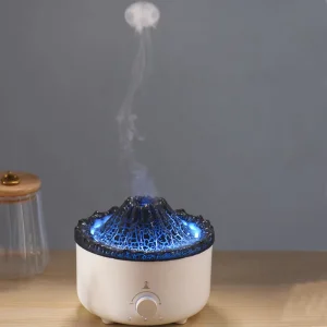 Best Selling High End Household Volcano Ultrasonic Humidifier Flame Aroma Diffuser 560ml With Remote Jellyfish Smoke Ring Mist