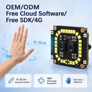 Binocular Palm Print Palm Vein Camera Module 0.1s 10000 Capacity 850nm NIR Dual Lens Liveness Detection USB Access Control