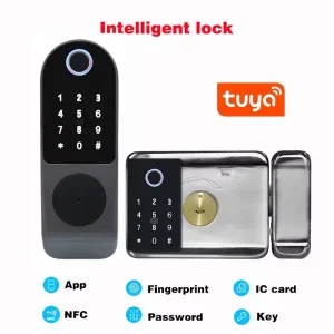 Biometric Fingerprint Digital Password Electric Deadbolt Gate Rim Lock Waterproof WiFi Tuya Smart Door Lock for Apartment