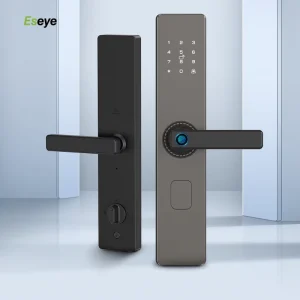 Biometric Fingerprint Lever Smart Lock Tuya WiFi Multi Access Electronic Keyless Handle Lock for Front Door Airbnb