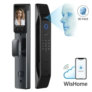 Biometric Fingerprint Smart Lock with Real Time Video Intercom 3D Face ID Security Electronic Digital Door Lock for Home Office