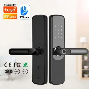 Smart Door Lock Work with Alexa Tuya TTlock Electric Keyless Entry Combination Password Controlled Digital Fingerprint Locks
