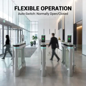 Biometric Swing Barrier Gate with NFC RFID Card Reader Face Recogintion Control Smart Building Lobby Factory Access Control