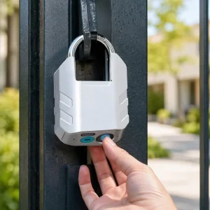 Biometric Zinc Alloy Smart Fingerprint Padlock Silver Digital Lock for Warehouse Door Smart Padlock
