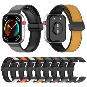 Black Magnetic Folding Buckle Smart Bracelet Replacement Wristband Strap for Huawei Watch Fit 3 Silicone Leather Watch Band