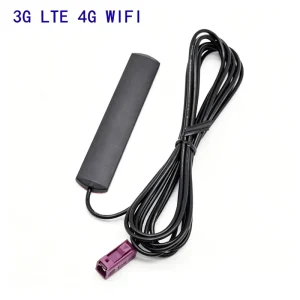 Black Reliable 2.4GHz 3dBi Gain Adhesive Mount PCB Patch WiFi Antenna with RG174 Coaxial FAKRA-D Connector for Car Stereo Radio