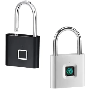 Black Silver Keyless USB Rechargeable IP Door Lock Fingerprint Smart Padlock Quick Unlock Zinc Alloy Self Developing Chip